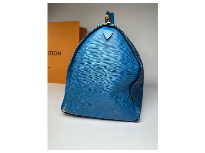 Keepall Vintage Louis Vuitton EPI Pelle Keepball 45 Blu - vista 7