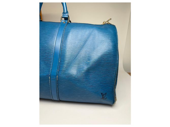 Keepall Vintage Louis Vuitton EPI Pelle Keepball 45 Blu - vista 8