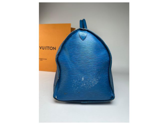 Keepall Vintage Louis Vuitton EPI Pelle Keepball 45 Blu - vista 9
