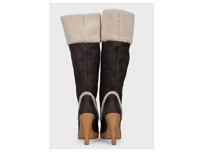 Dior Polaire Chocolate Suede Shearling Boots - Size 40 pre-owned - view 4