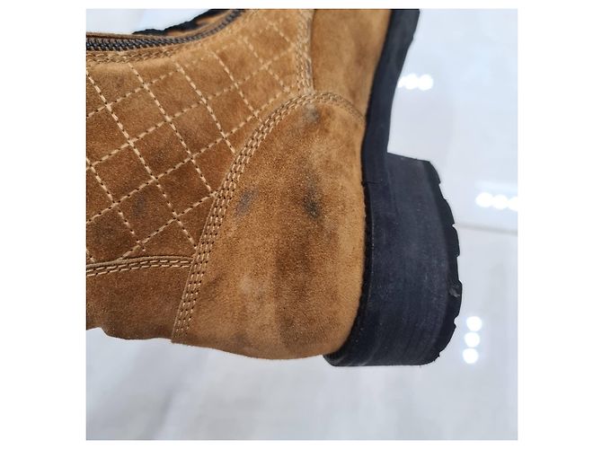 Botas de combate de ante marrón CHANEL 2012 Talla 38.5 de segunda mano - vista 8