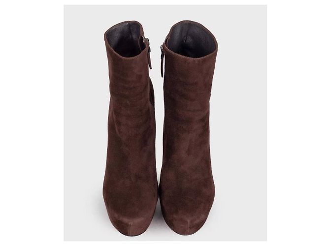 Alaïa Dark Brown Suede Ankle Boots - Size 39 Pre-owned - view 2