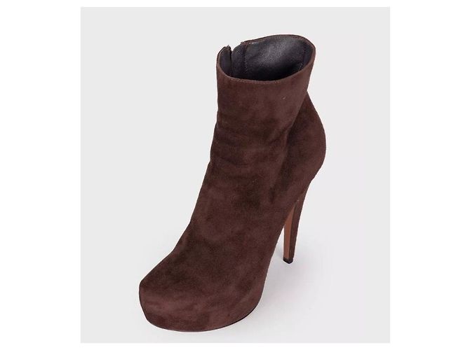 Alaïa Dark Brown Suede Ankle Boots - Size 39 Pre-owned - view 3