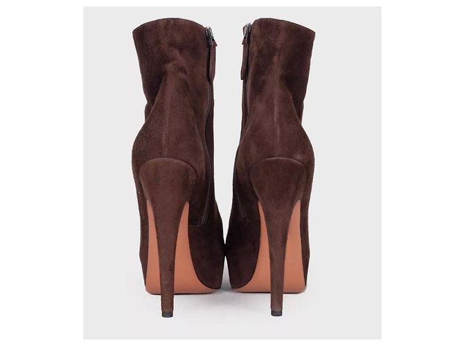 Alaïa Dark Brown Suede Ankle Boots - Size 39 Pre-owned - view 4