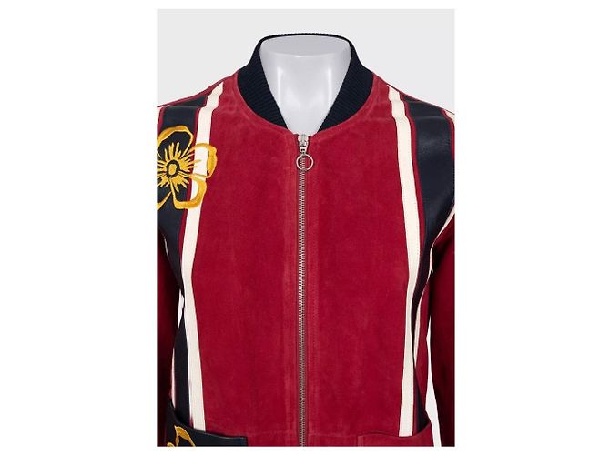 Autre Marque Valentino Spa Red Leather Embroidered Jacket - IT40 / US S pre-owned - view 4