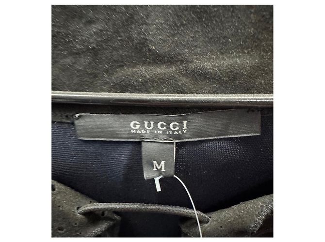 Blaues, tailliertes Kleid von Gucci mit Kunstledergürtel M gebraucht - Ansicht 5