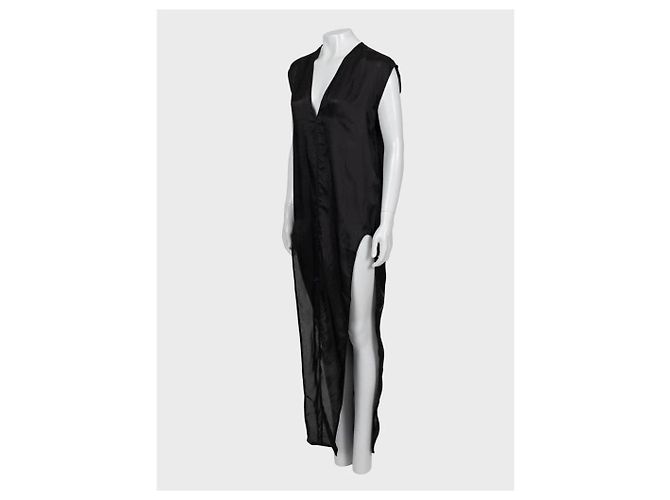 Abito fluido in cupro nero trasparente Rick Owens US4 S usato - vista 2