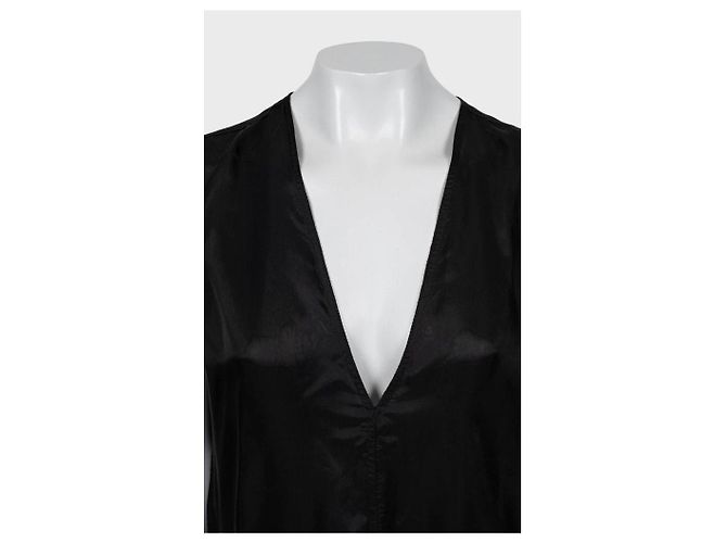 Abito fluido in cupro nero trasparente Rick Owens US4 S usato - vista 4