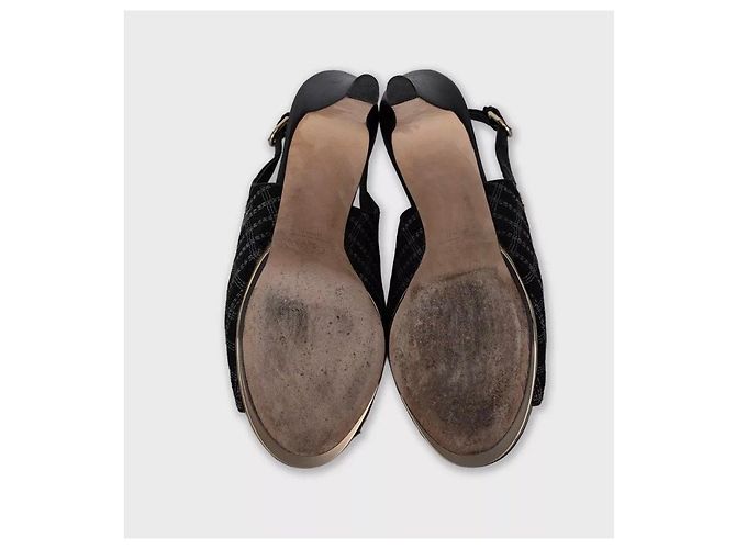 Chanel schwarze Textil Slingbacks Größe 39,5 gebraucht - Ansicht 5