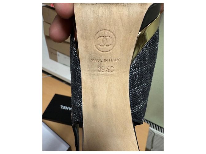 Chanel schwarze Textil Slingbacks Größe 39,5 gebraucht - Ansicht 8
