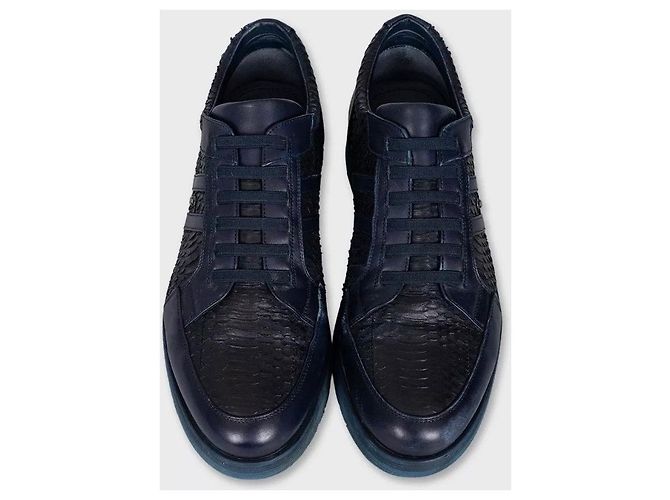 Sneakers in pelle di agnello blu Zilli EU43.5 usati - vista 2