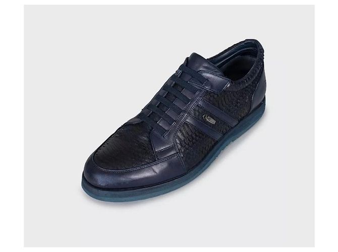 Sneakers in pelle di agnello blu Zilli EU43.5 usati - vista 3
