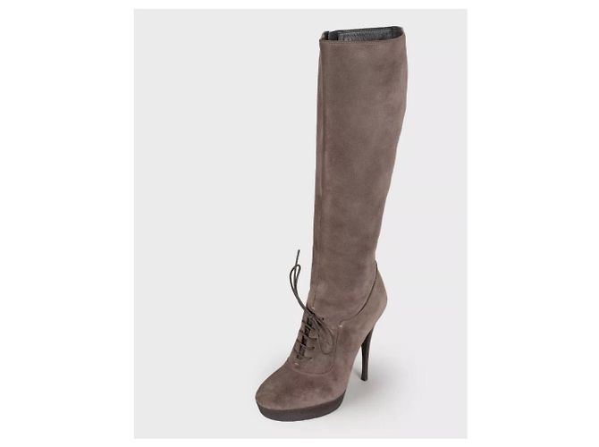 Botas de camurça grafite Saint Laurent - Tamanho 37,5 Usado - vista 2