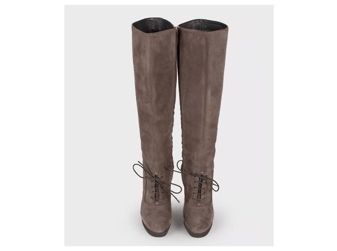 Botas de camurça grafite Saint Laurent - Tamanho 37,5 Usado - vista 3