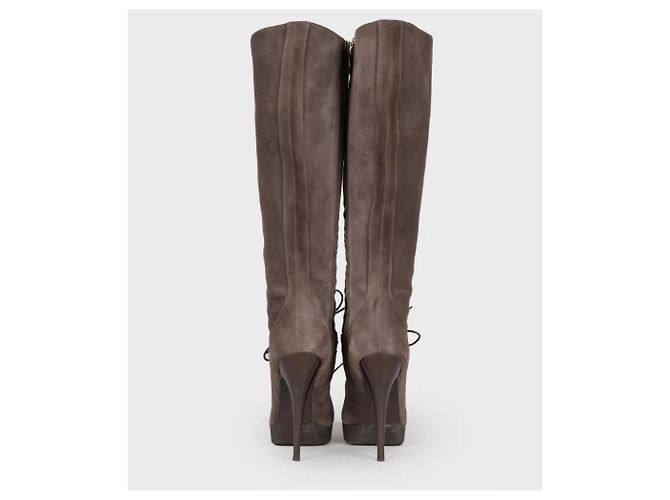 Botas de camurça grafite Saint Laurent - Tamanho 37,5 Usado - vista 4