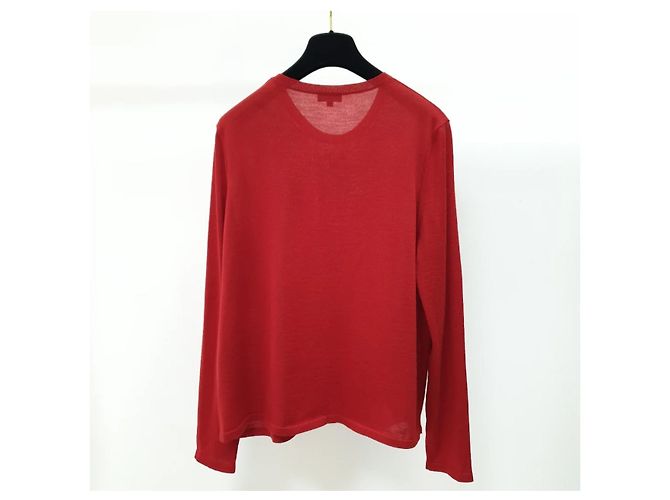 Pull en cachemire rouge Chanel taille 48 d'occasion - vue 3