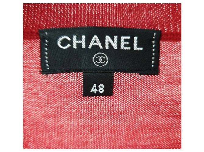 Pull en cachemire rouge Chanel taille 48 d'occasion - vue 4