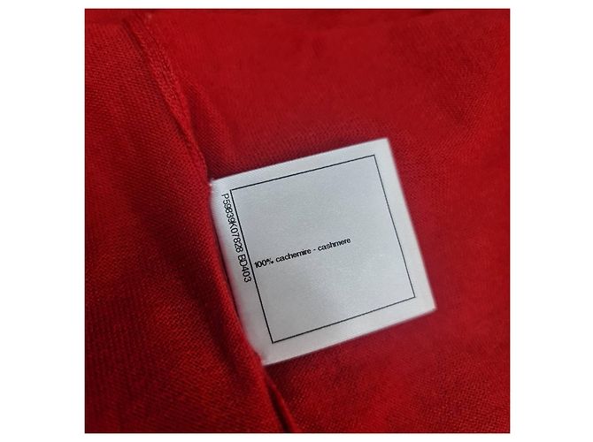 Pull en cachemire rouge Chanel taille 48 d'occasion - vue 7