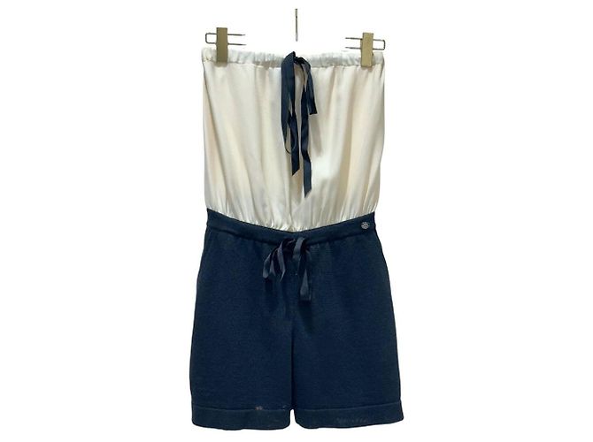 Timeless CHANEL Cream & Black Signature Playsuit Mini Jumpsuit Sz.38 pre-owned - view 2
