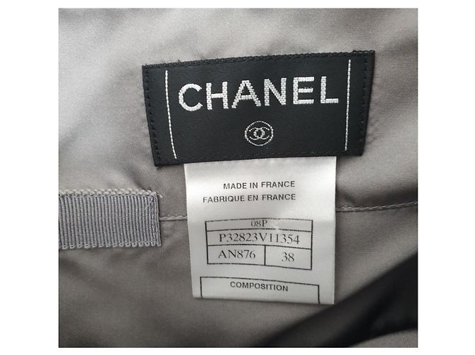 Saia de seda cinza Chanel até o joelho Tamanho 38 Usada - vista 3