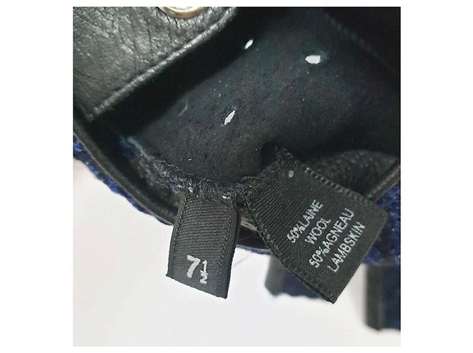 NWOB Chanel blaue Tweed-Lederhandschuhe, Größe 7,5, gebraucht - Ansicht 6