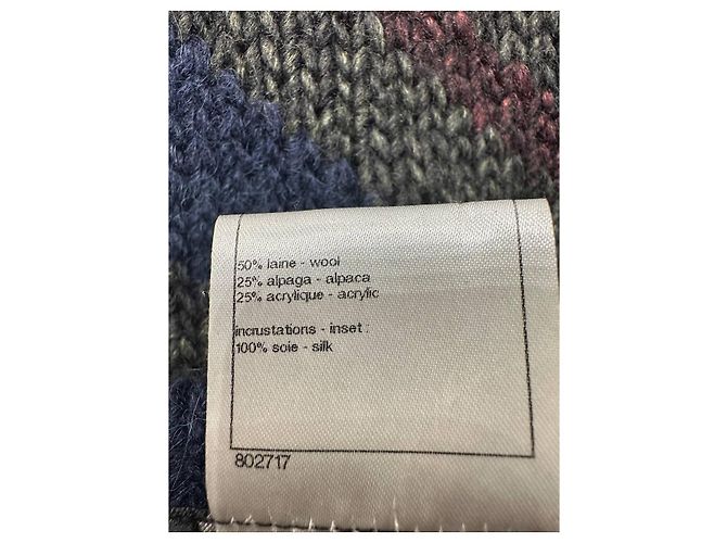 Timeless Chic CHANEL Navy Wolle Alpaka Gestreifter Chunky Cardigan Größe 34 Gebraucht - Ansicht 5
