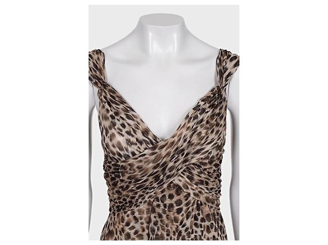 Vestido de seda con estampado animal Valentino - UK10 / M Usado - vista 4