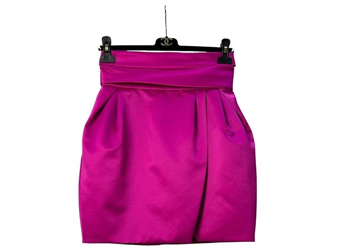 Gonna Mini in Satin Fucsia Alexandre Vauthier Taglia 38 - vista 3