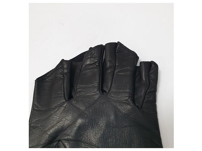 Elegante Chanel schwarze Lederhandschuhe - Größe 8 Gebraucht - Ansicht 10