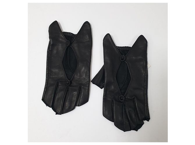 Elegante Chanel schwarze Lederhandschuhe - Größe 8 Gebraucht - Ansicht 3