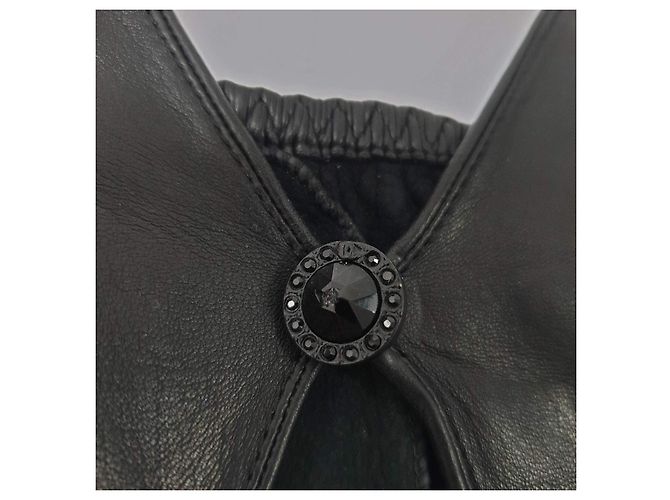 Elegante Chanel schwarze Lederhandschuhe - Größe 8 Gebraucht - Ansicht 6
