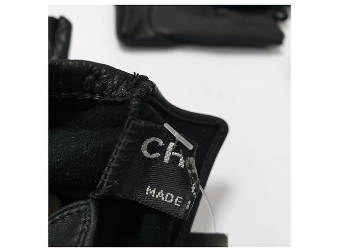 Elegante Chanel schwarze Lederhandschuhe - Größe 8 Gebraucht - Ansicht 7