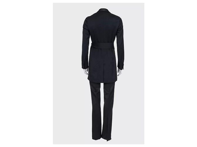 Terno de lã preto Saint Laurent com casaco longo - EU36/S Usado - vista 3