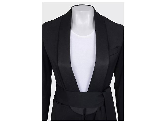 Terno de lã preto Saint Laurent com casaco longo - EU36/S Usado - vista 5