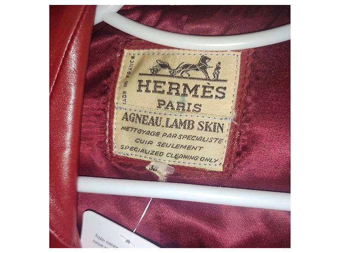 Rote Doppelreiher-Lederjacke von Hermès - Größe S gebraucht - vista 5