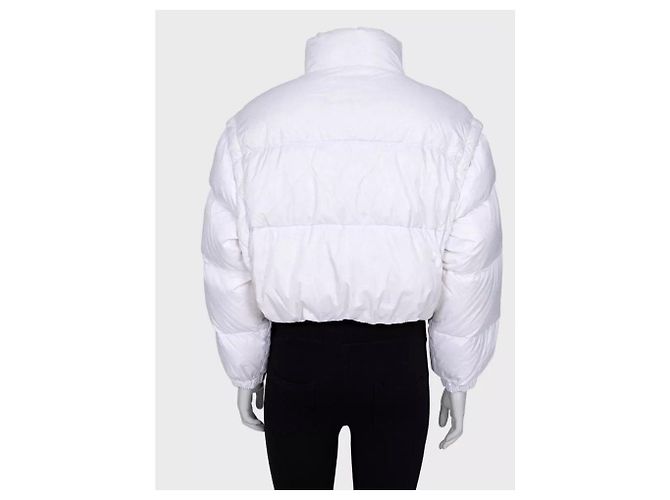 Giacca corta in piuma con logo Prada bianca IT 38 / XS usata - vista 3