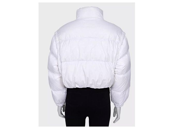 Giacca corta in piuma con logo Prada bianca IT 38 / XS usata - vista 4