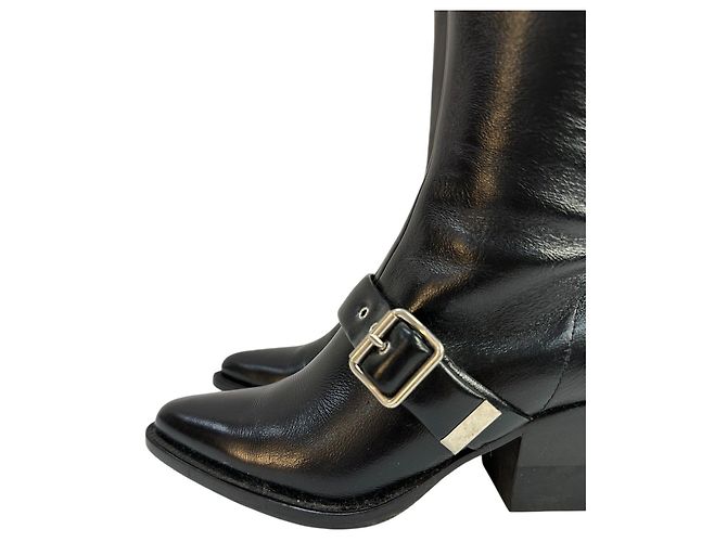 Chloé Botas de cuero Chloe sobre la rodilla con hebilla y tacón bloque, talla 36,5. Pre-owned - vista 4