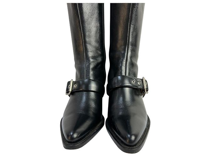Chloé Botas de cuero Chloe sobre la rodilla con hebilla y tacón bloque, talla 36,5. Pre-owned - vista 5