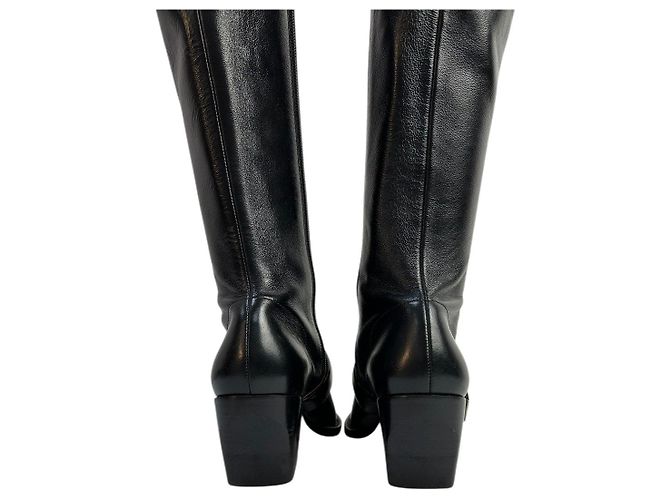 Chloé Botas de cuero Chloe sobre la rodilla con hebilla y tacón bloque, talla 36,5. Pre-owned - vista 6
