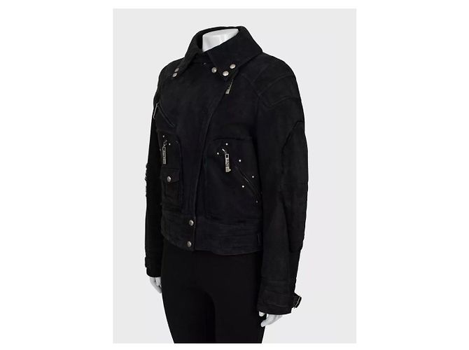 Schwarze Jacke aus echtem Lammfell von Christian Dior, gebraucht - Ansicht 2