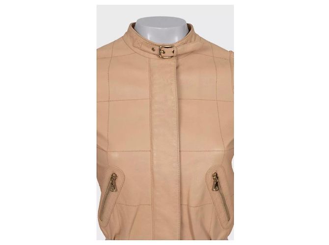 Beige Lederjacke von Dolce & Gabbana - Größe XS (IT38) Vorbesitz - Ansicht 7
