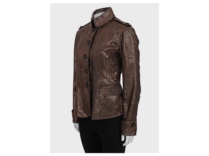 Burberry Braune Lederjacke Größe 42 S Gebraucht - Ansicht 2