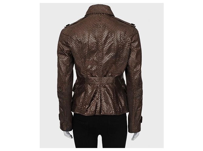 Burberry Braune Lederjacke Größe 42 S Gebraucht - Ansicht 3