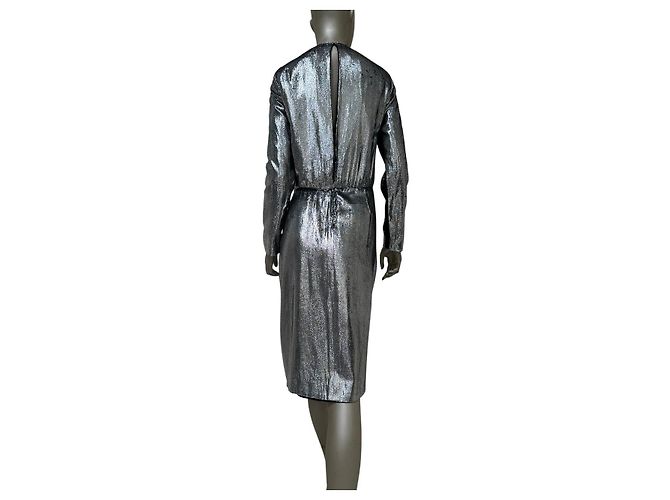 Saint Laurent Metallic Printed Midi Dress - Größe 38 gebraucht - Ansicht 2