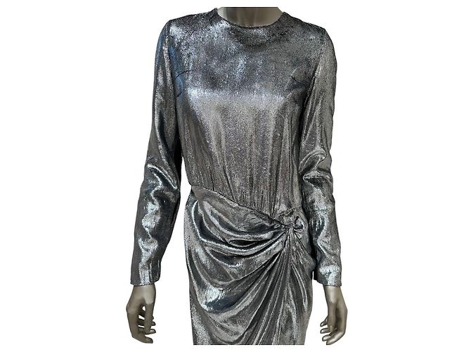 Saint Laurent Metallic Printed Midi Dress - Größe 38 gebraucht - Ansicht 3
