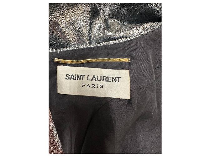 Saint Laurent Metallic Printed Midi Dress - Größe 38 gebraucht - Ansicht 4