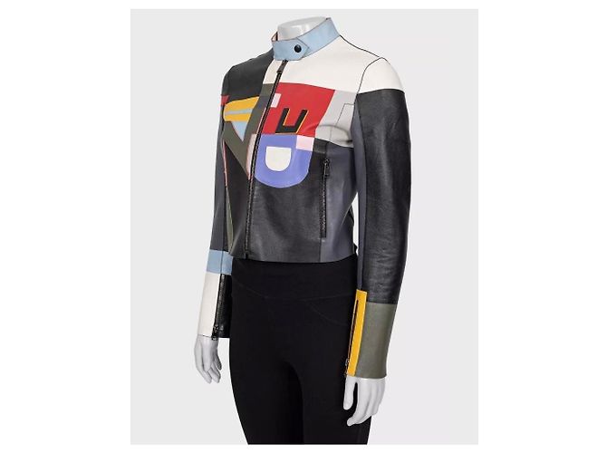 Fendi Multicolor Leather Cropped Jacket - Size 40 Pre-owned - view 2