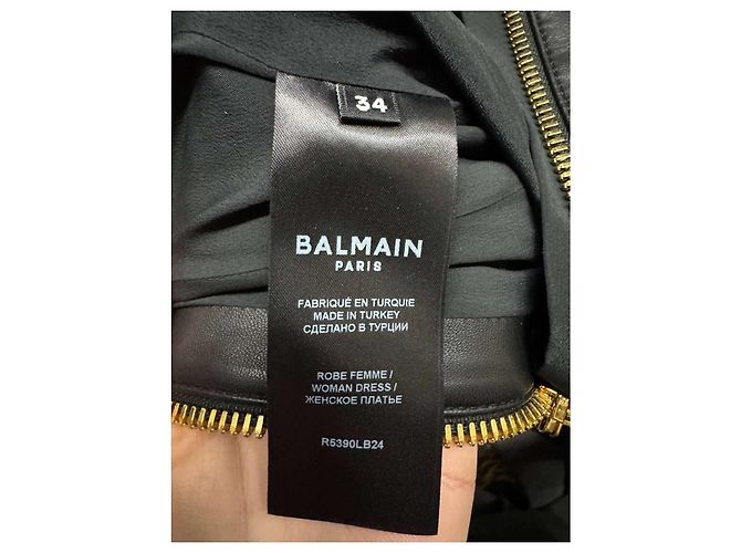 Schwarzes Mini-Kleid aus Lammleder Balmain Größe 34/ XS Gebraucht - Ansicht 6