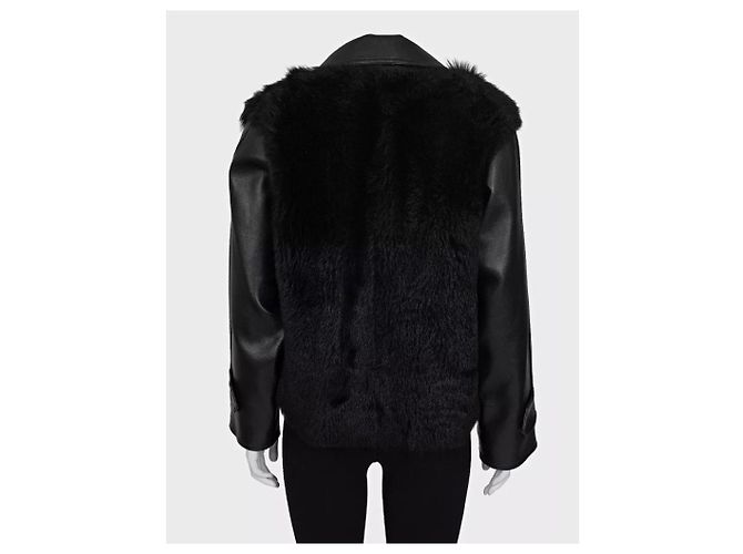 Balmain schwarze Lammlederjacke mit Kunstfell Größe 36 S Gebraucht - Ansicht 3